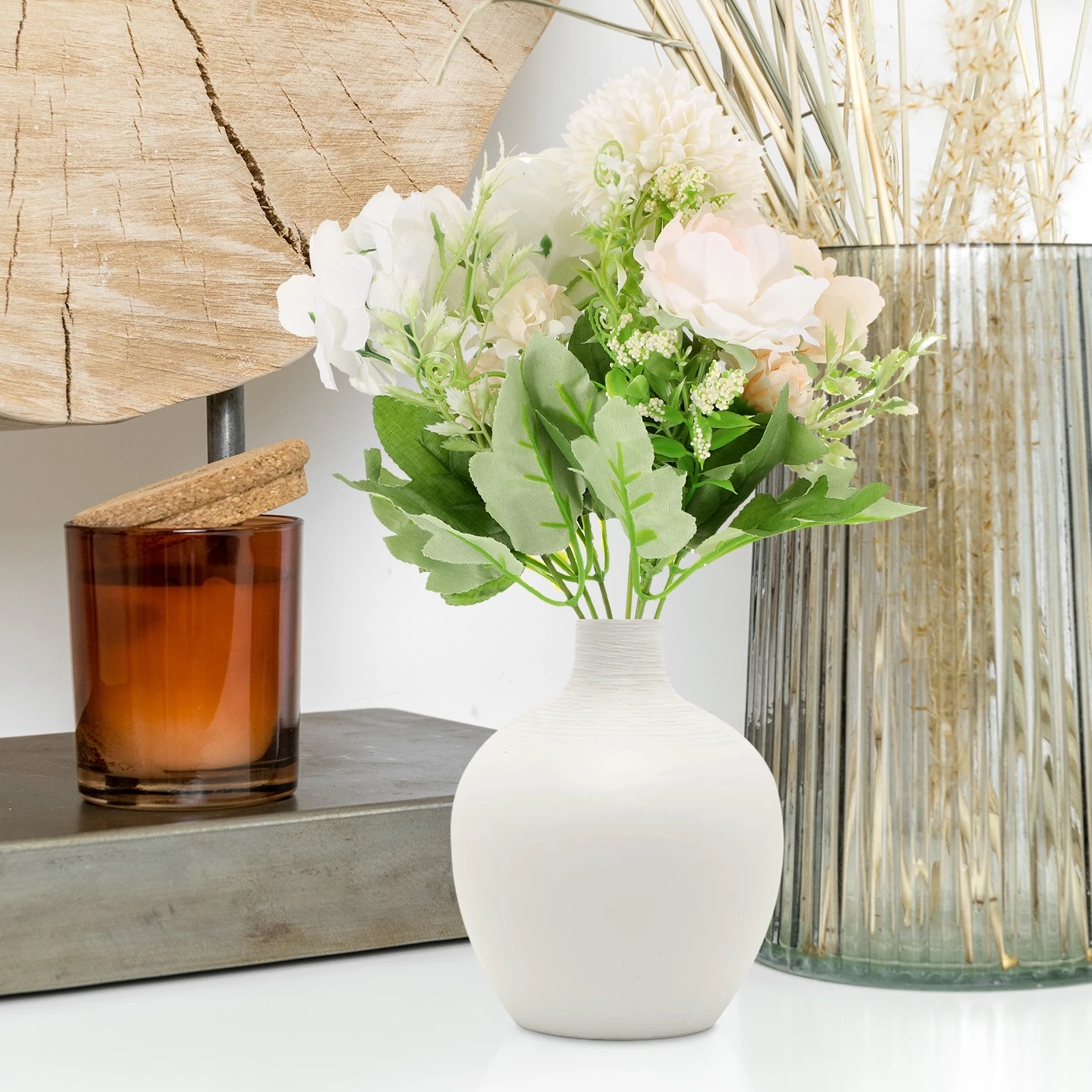 

Artificial Flower Bouquet Realistic Mixed Fake Flower Bouquet Wedding Home Party Table Decoration Flowers for Cakes