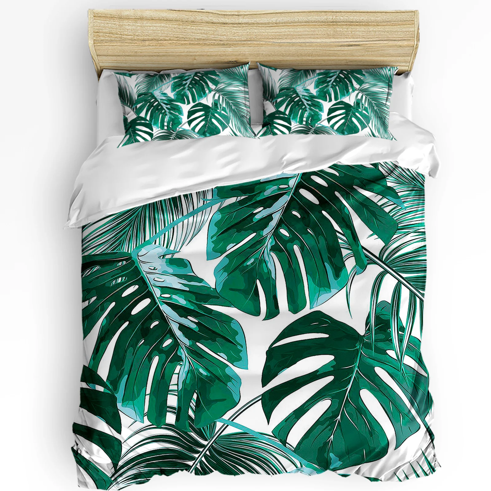 

Green Tropical Jungle Plant Palm Leaves Duvet Cover with Pillow Case Custom 3pcs Bedding Set Quilt Cover Double Bed Home Textile