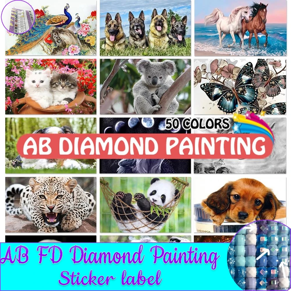 

Diamond Painting 50 Colors 5D Animal Tiger Cat AB Embroidery Cross Stitch Mosaic Home Decor Wall Stickers DIY Gift For Children