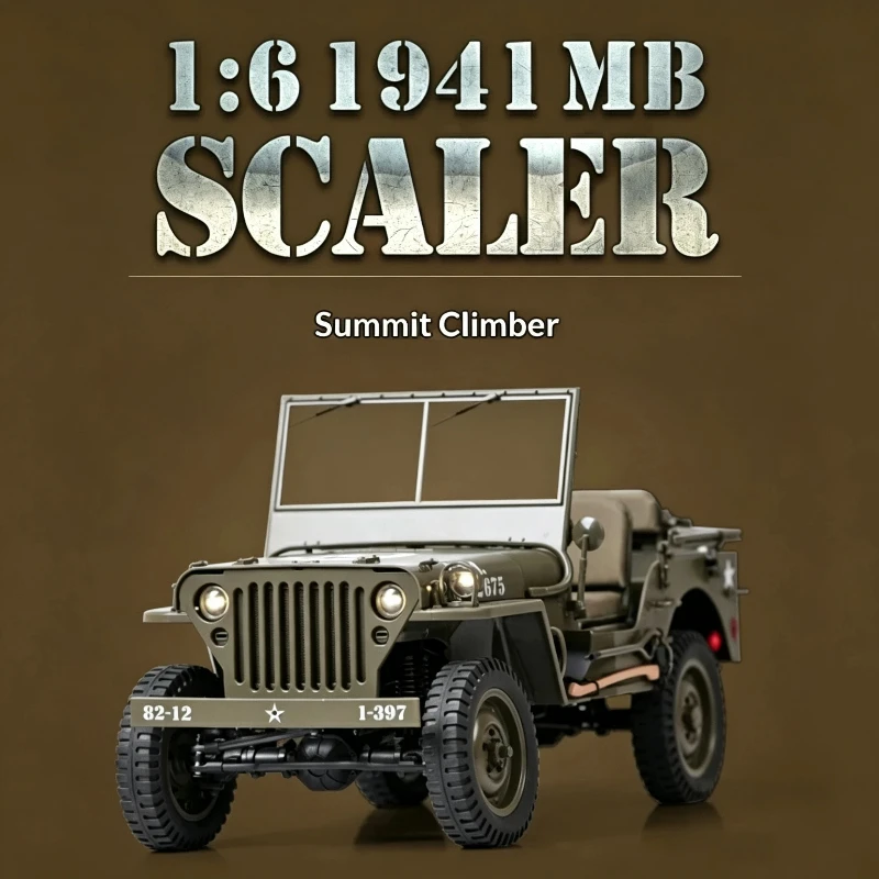 FMS 1:6 1941 MB Willys RC Rock Crawler 4WD Remote Control Off Road Vehicle Simulation Military RC Hobby Model