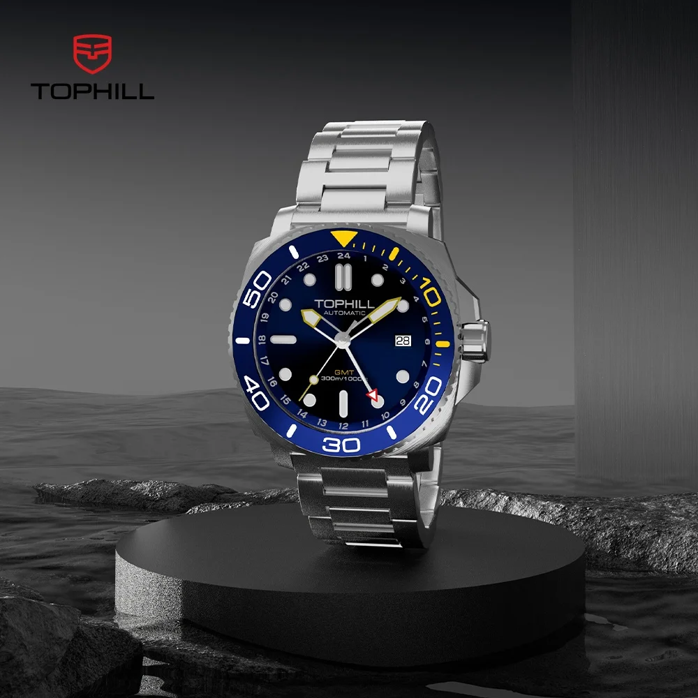 TOPHILL  Diver watch NH34 GMT Men's watches Luminous watches Automatic Movement Luxury Sapphire Glass