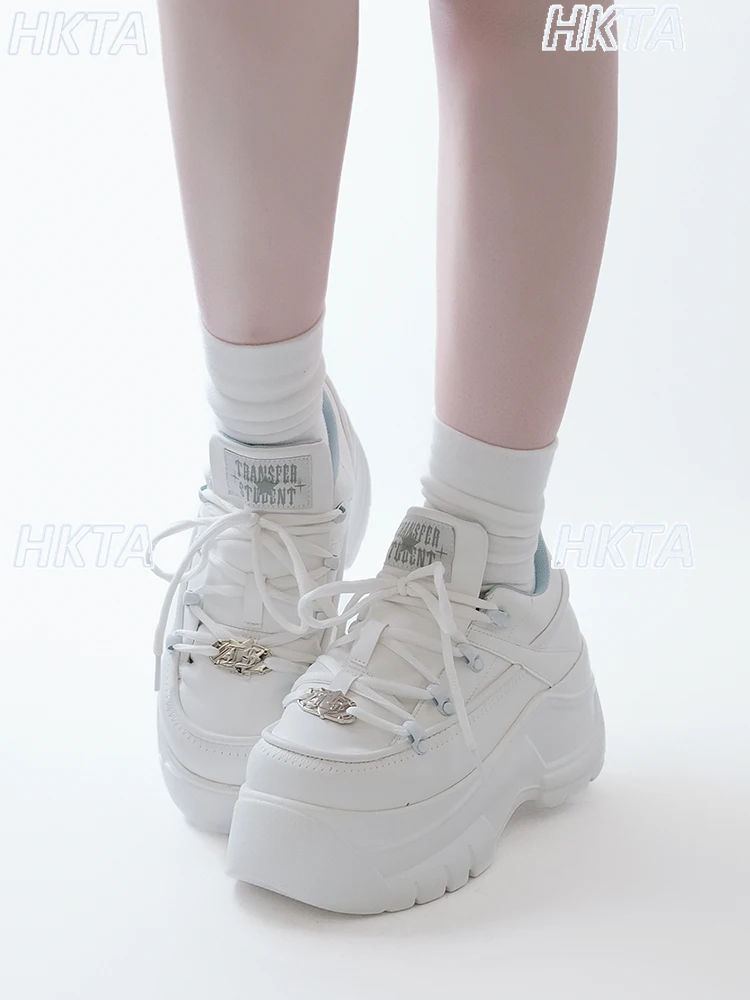 Japanese Subculture Punk Y2k Goth Lace Up Platform Shoes Autumn Round Head Casual Sneakers Versatile White Casual Shoes Women view 5