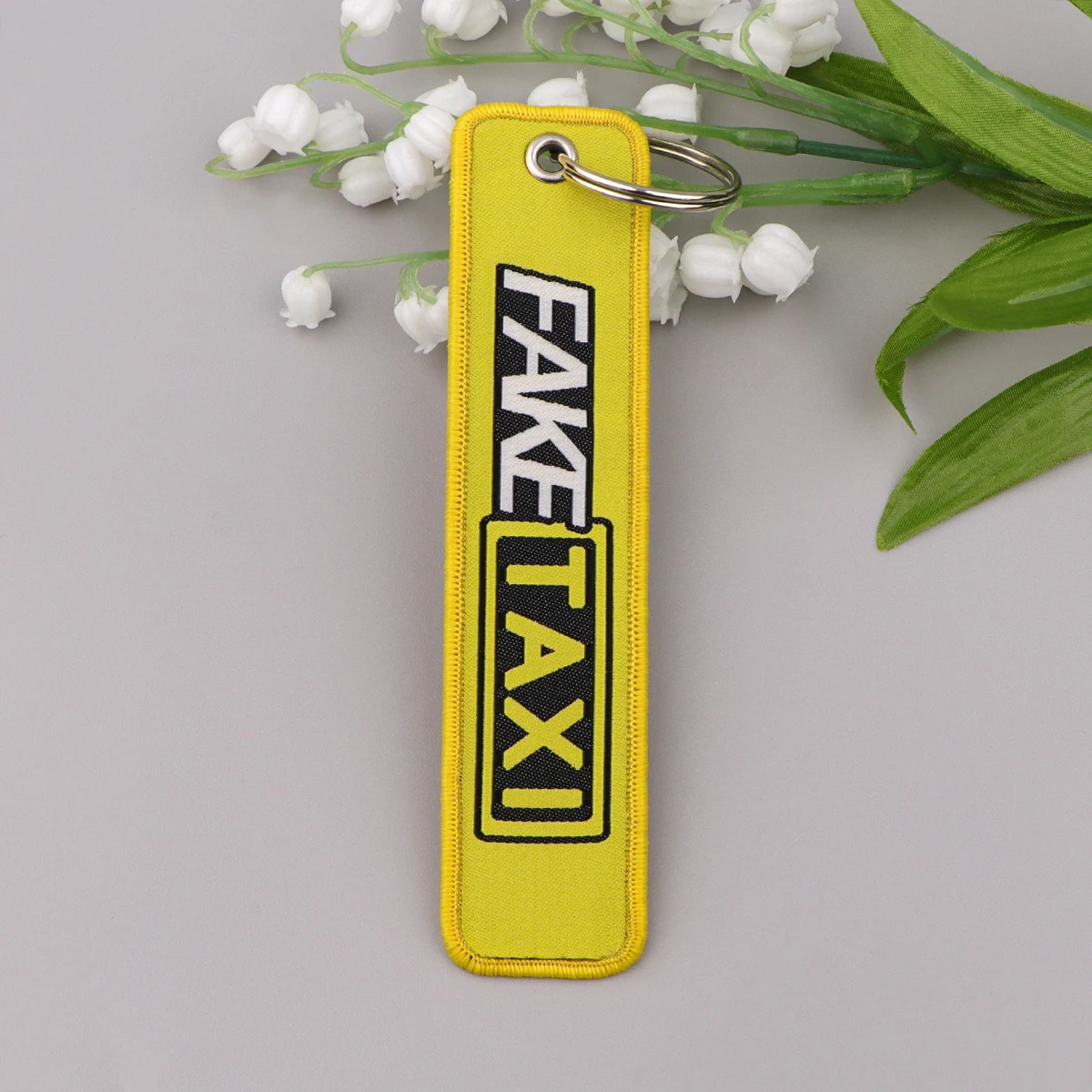 Fake Taxi Embroidery Key Fobs Funny Quotes Key Tags Keychain For Car Motorcycles Key Ring Holder Chaveiro Jewelry Gifts