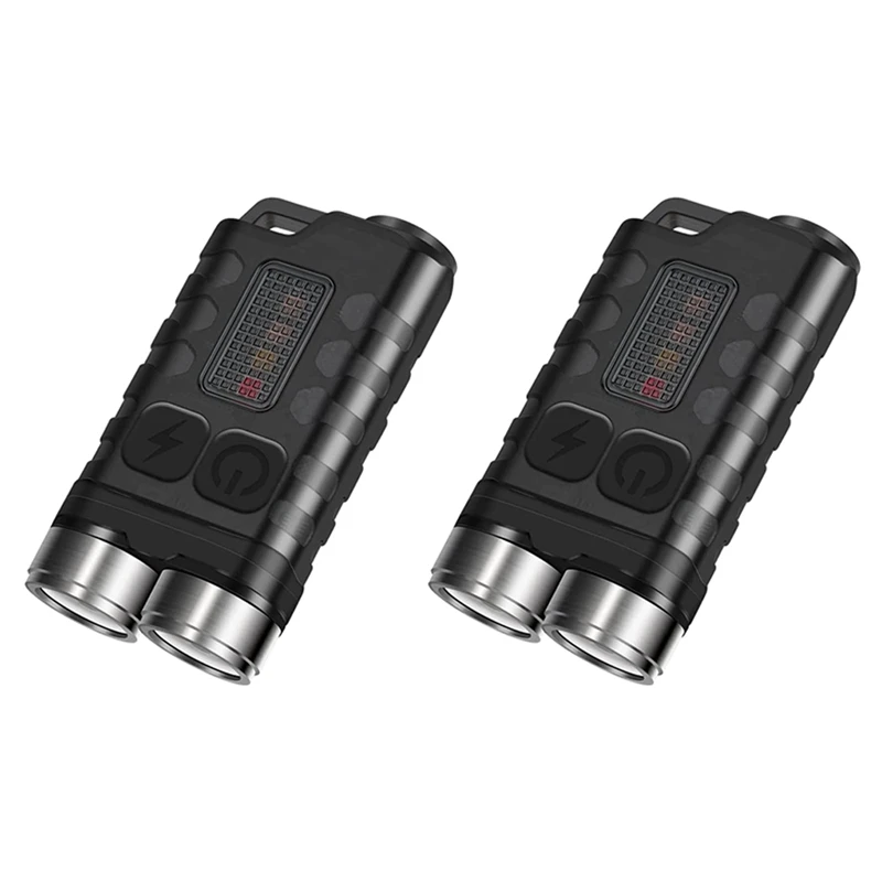 ミニ充電式磁気懐中電灯,LEDキーホルダー,サイドライト付き,防水ip65,900ルーメン,2個