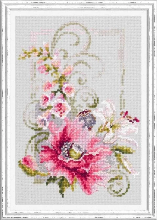 YIXIAO-Counted Cross Stitch Kit, RS Cotton with Cross Stitch 1165, butterflies and flowers, March 25-31