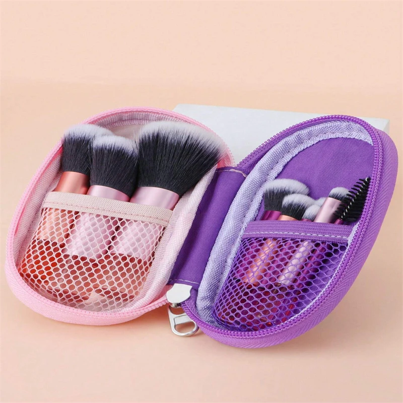 10 Pieces/Set Multi-colored short handle high resilience portable not shedding is more soild makeup brush and leather bag