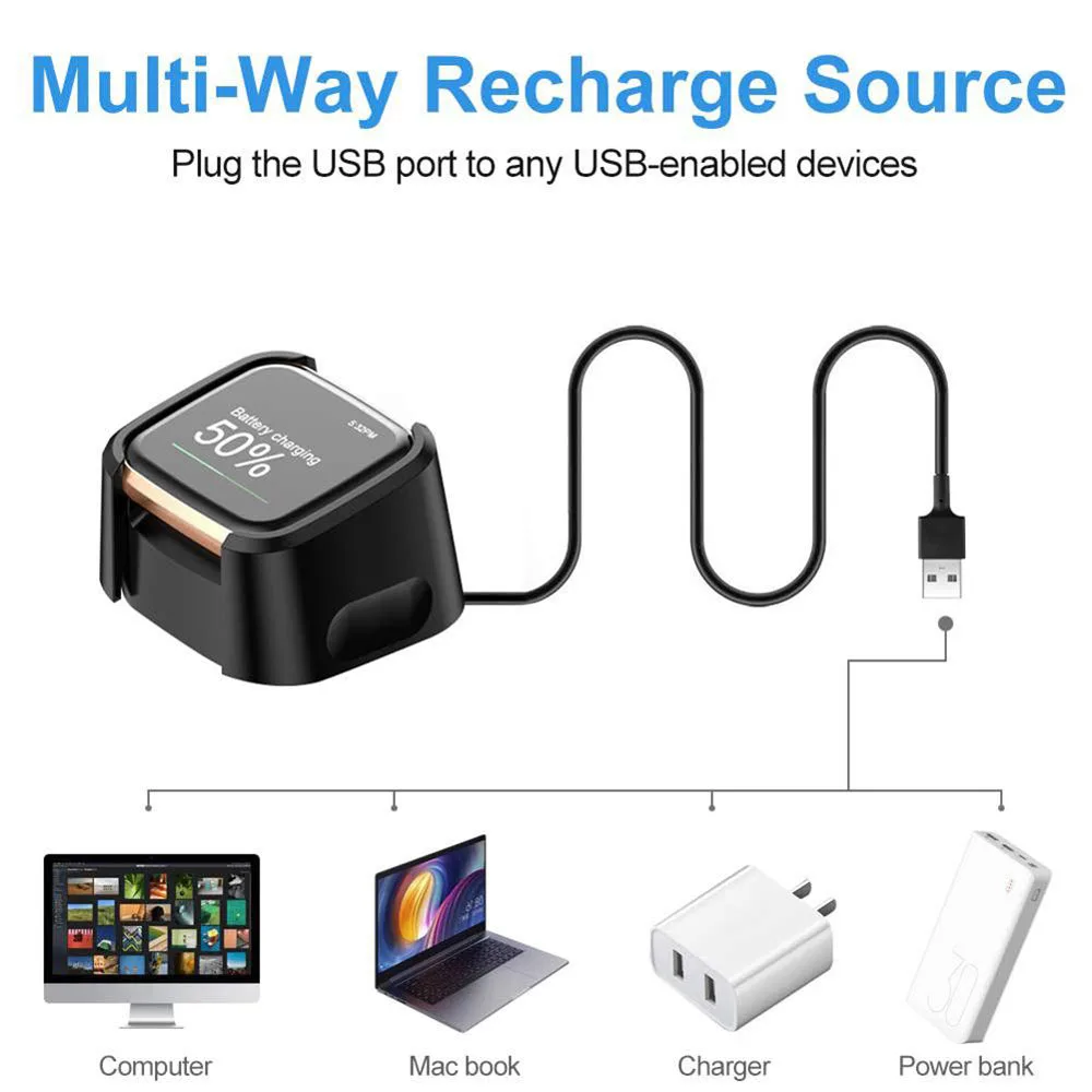 Charging Cable For Fitbit Versa / Versa Lite / Versa 2 Power Charger Charger Dock Cradle Watch Charger Chargers Charging Dock