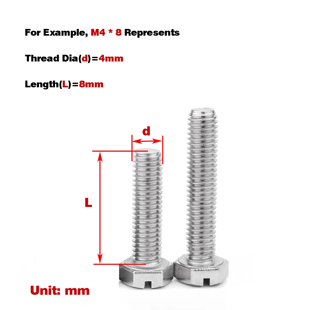 

304 Stainless Steel Slotted Outer Hexagonal Screw M4M5M6M8M10