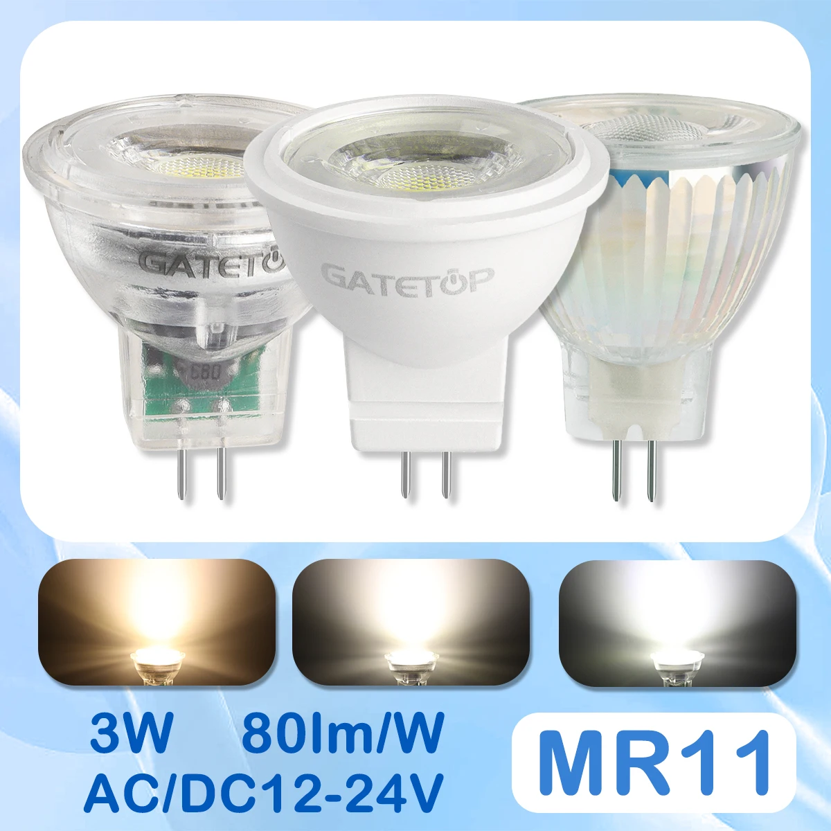 

4-20Pack MR11 LED Bulb GU4 Spotlight Lamp 3W Warm light Natural light hight quality Lamp for bedroom home derection