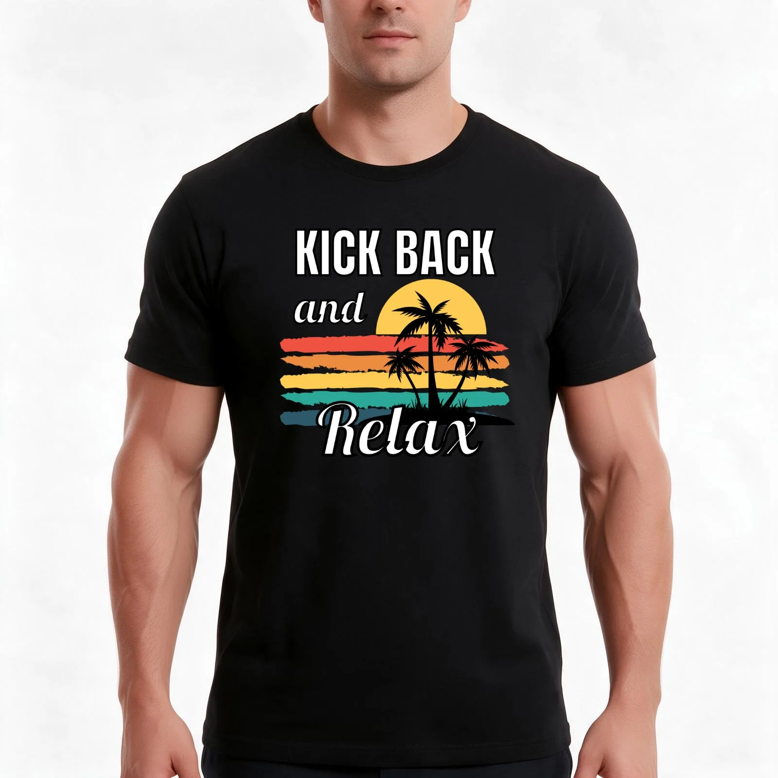 Kick Back And Relax-Summer Is Here T-Shirt, Summer Casual Cotton Tee, Oversized Streetwear Tops, Vintage Graphic Print