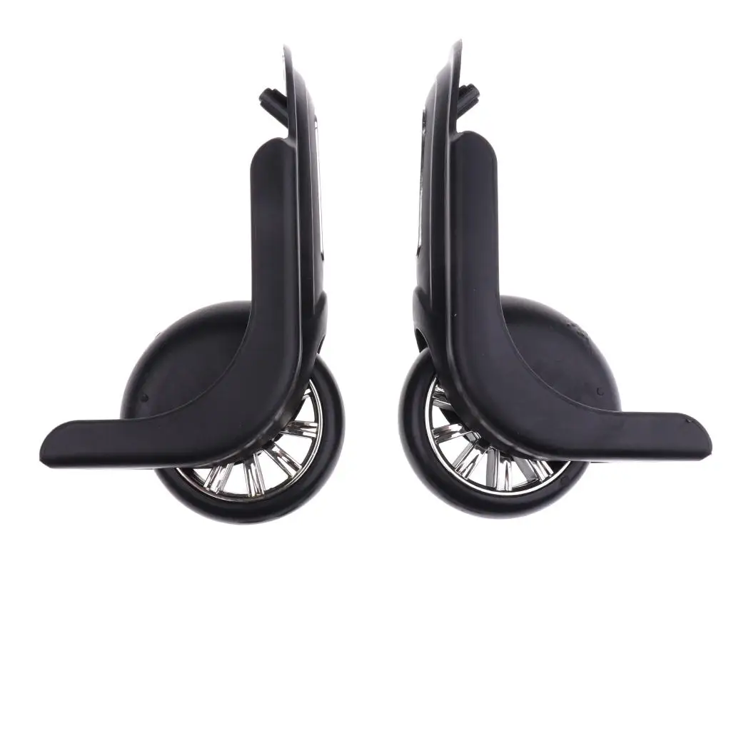 Image 3: Roues de remplacement pour bagages, matériau PVC universel, roulettes pivotantes noires pour valises