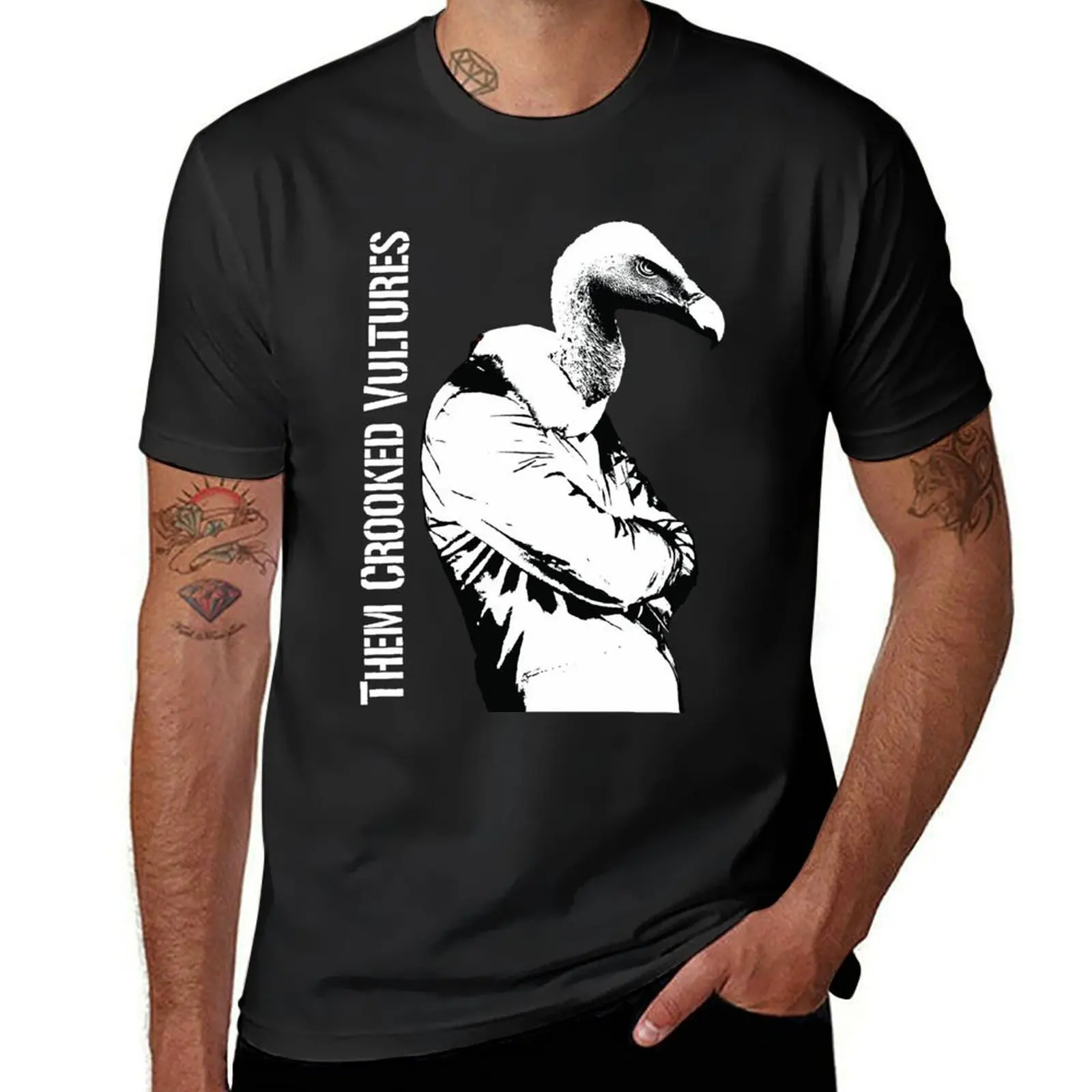 Them Crooked Vulture tqueen of the stone age Poster qotsa Sticker T-Shirt plus size clothes man t shirt fitted t shirts for men