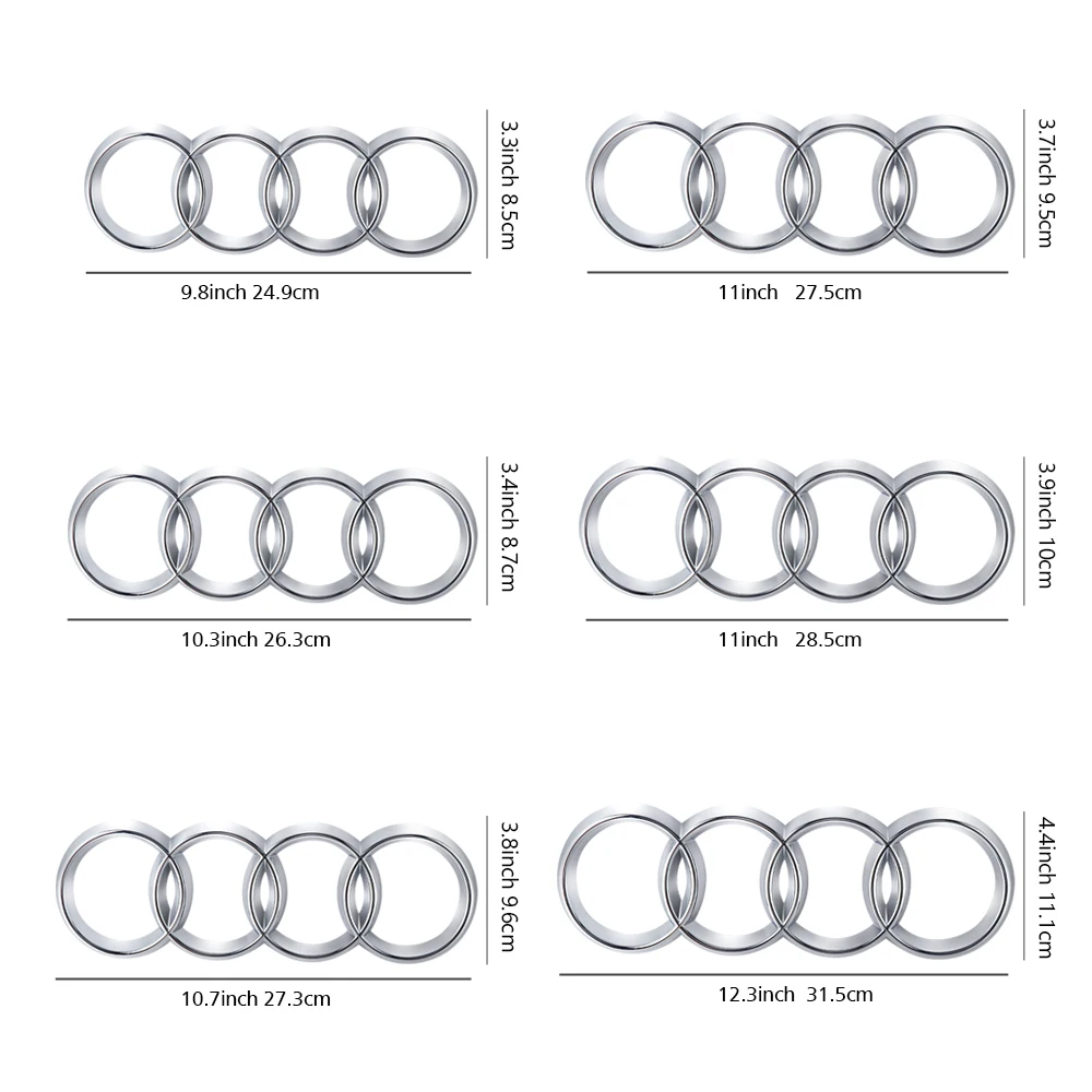 Picture 7: For Audi A4 A3 A5 A6L A7 A4L Q3 Q5 Q2L Q7 Q8 Sportback ABS Auto Emblem 4 Ring Car Front Grille Rear Trunk Decoration Accessories