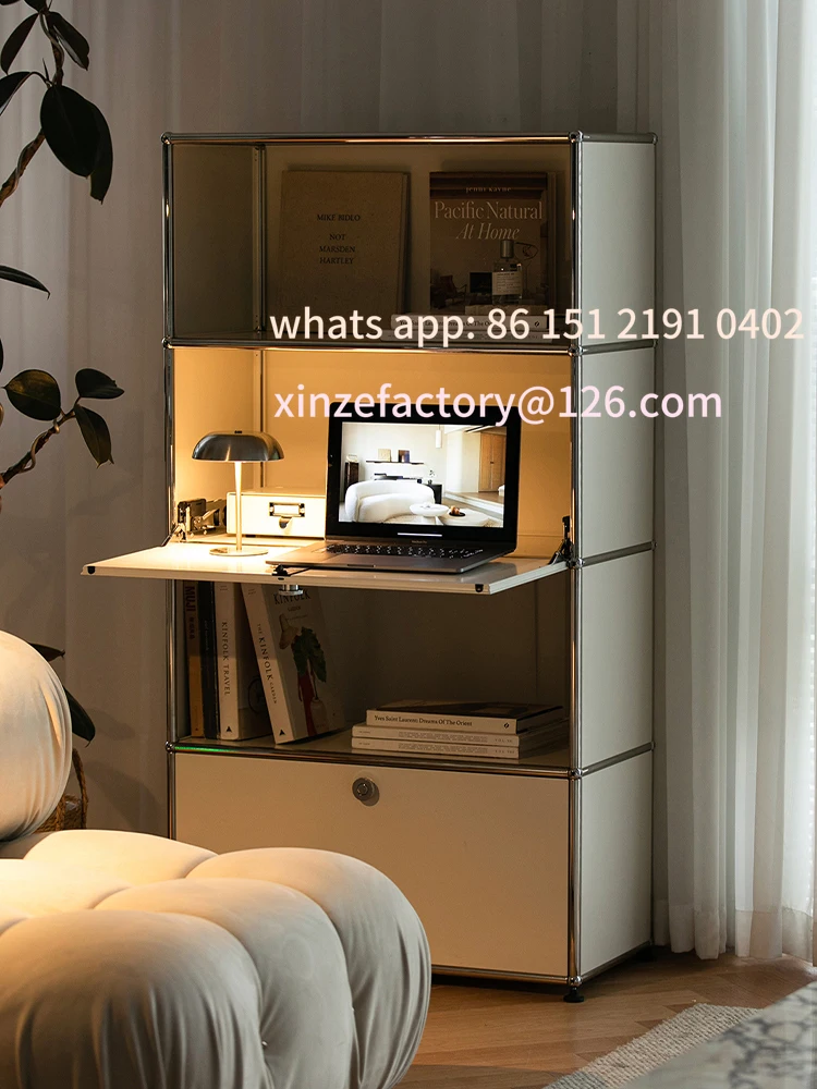 

Customizable Storage Stainless Steel Metal Corner Shelf Display Bookcase Furniture Living Room