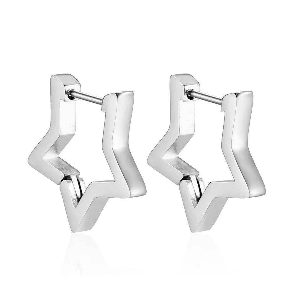 925 Sterling Silber Kreative, schlichte, stilvolle, hohle Pentagramm-Ohrringe, Ohrschellen, Geburtstagsfeier, Jahrestagsgeschenk