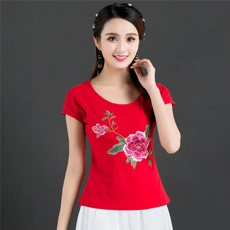 Cheongsam Womens Plus Size Tops 2025 Fashion Cotton Blend Embroidery Splicing Tradition Chinese Style Dance Costume Shirts Woman