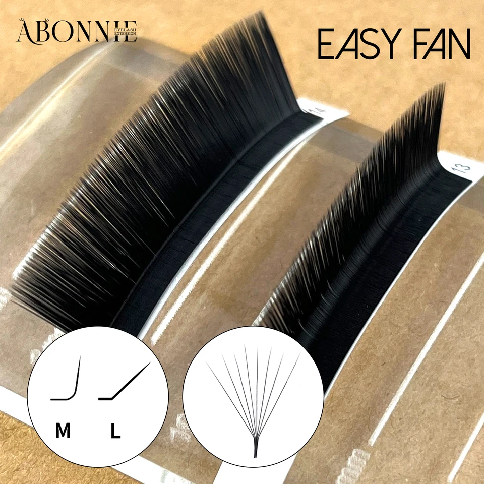 ABONNIE M L Curl Pestañas Fáciles Abanicos Premoldeados Volumen Extensión de Pestañas Abanicos de Floración Rápida Visón Pestañas Naturales 4