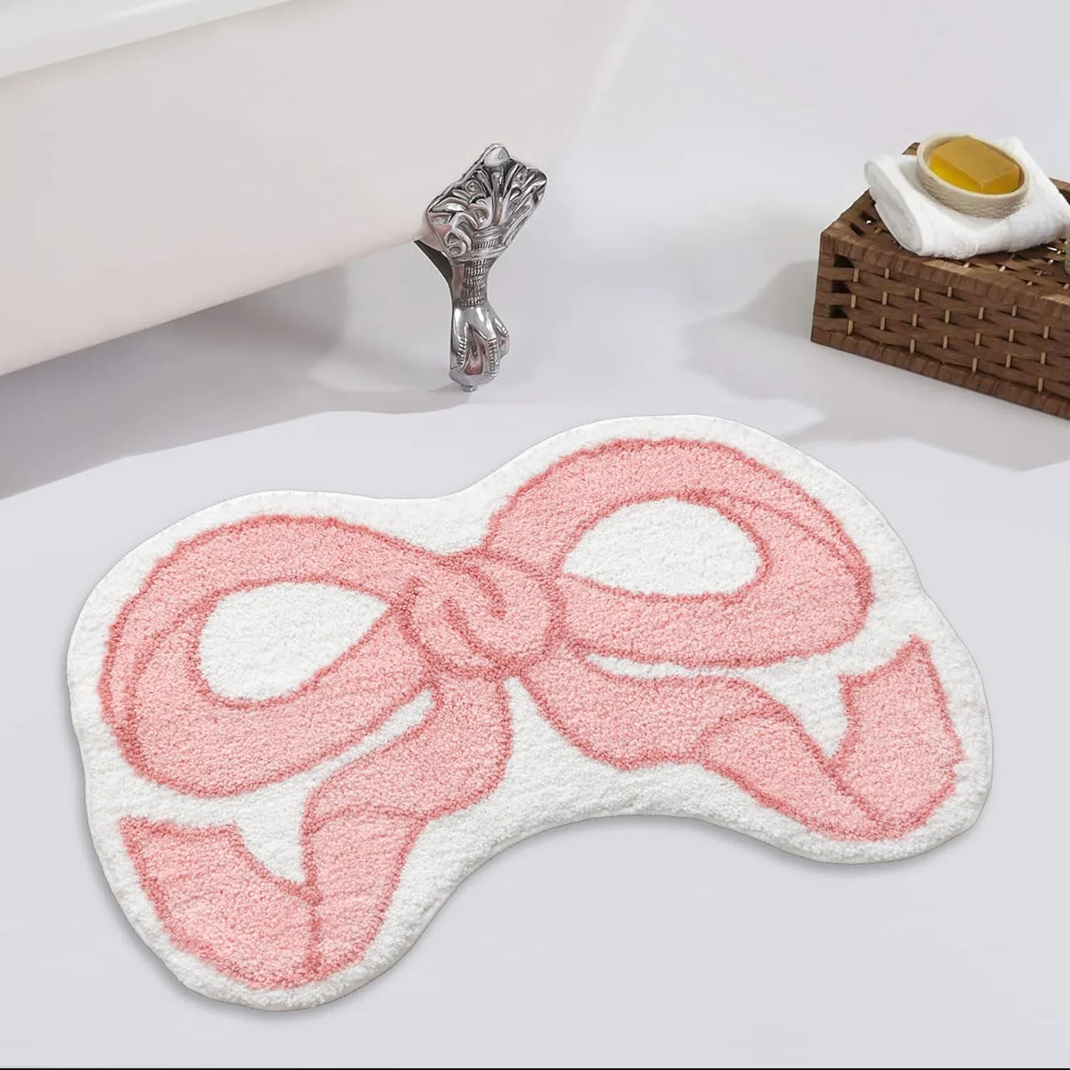 VIKAMA Kreativer Schleifenteppich für Wohnzimmer, Schlafzimmer, Küche, Badezimmer, saugfähig, maschinenwaschbar, Fußmatte, Heimdekoration, Mattente – Detail 2