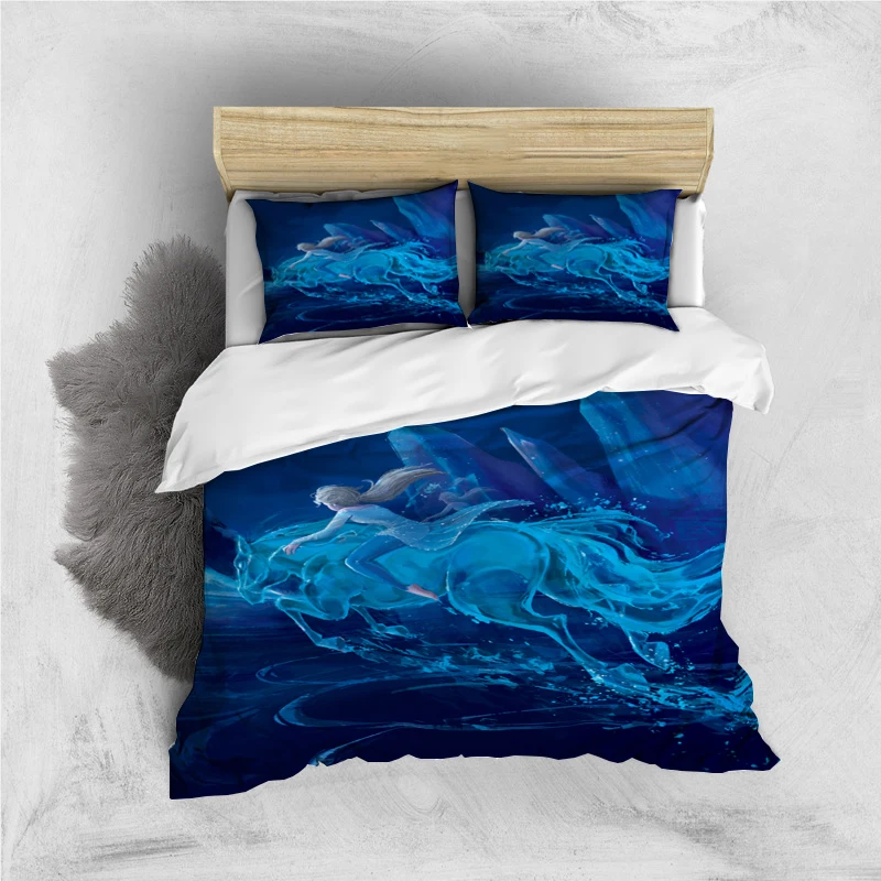 Imagem -03 - Conjunto de Cama Disney Cartoon com Fronha Frozen Elsa Print Capa para Crianças Adultos Rei Rainha Tamanho Completo Gêmeo Peças