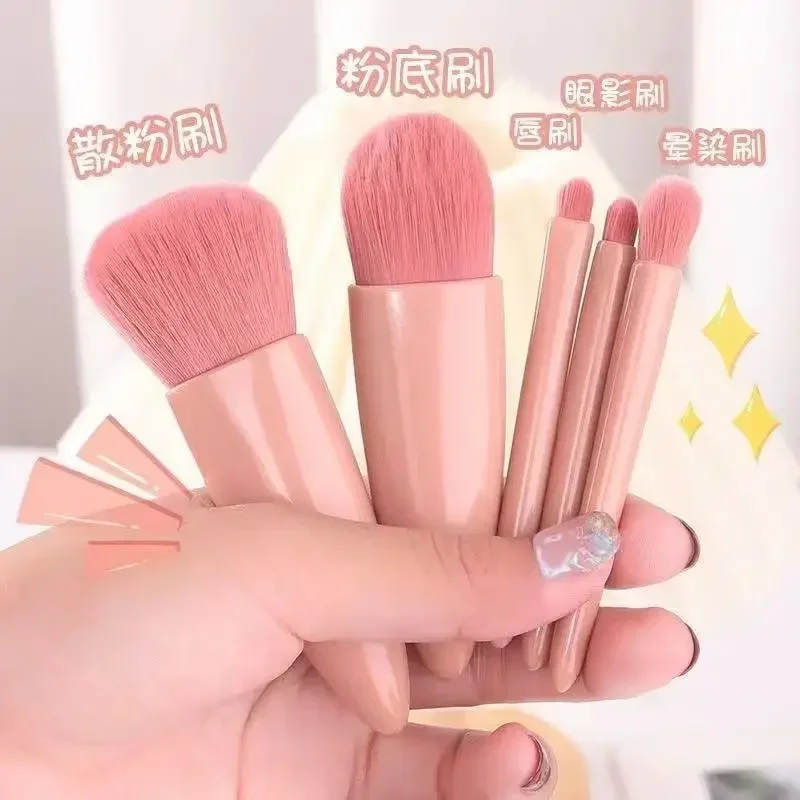 Makeup Brush Mini with Mirror Multifunctional Loose Powder Brush Blush Foundation Eyeshadow Brush