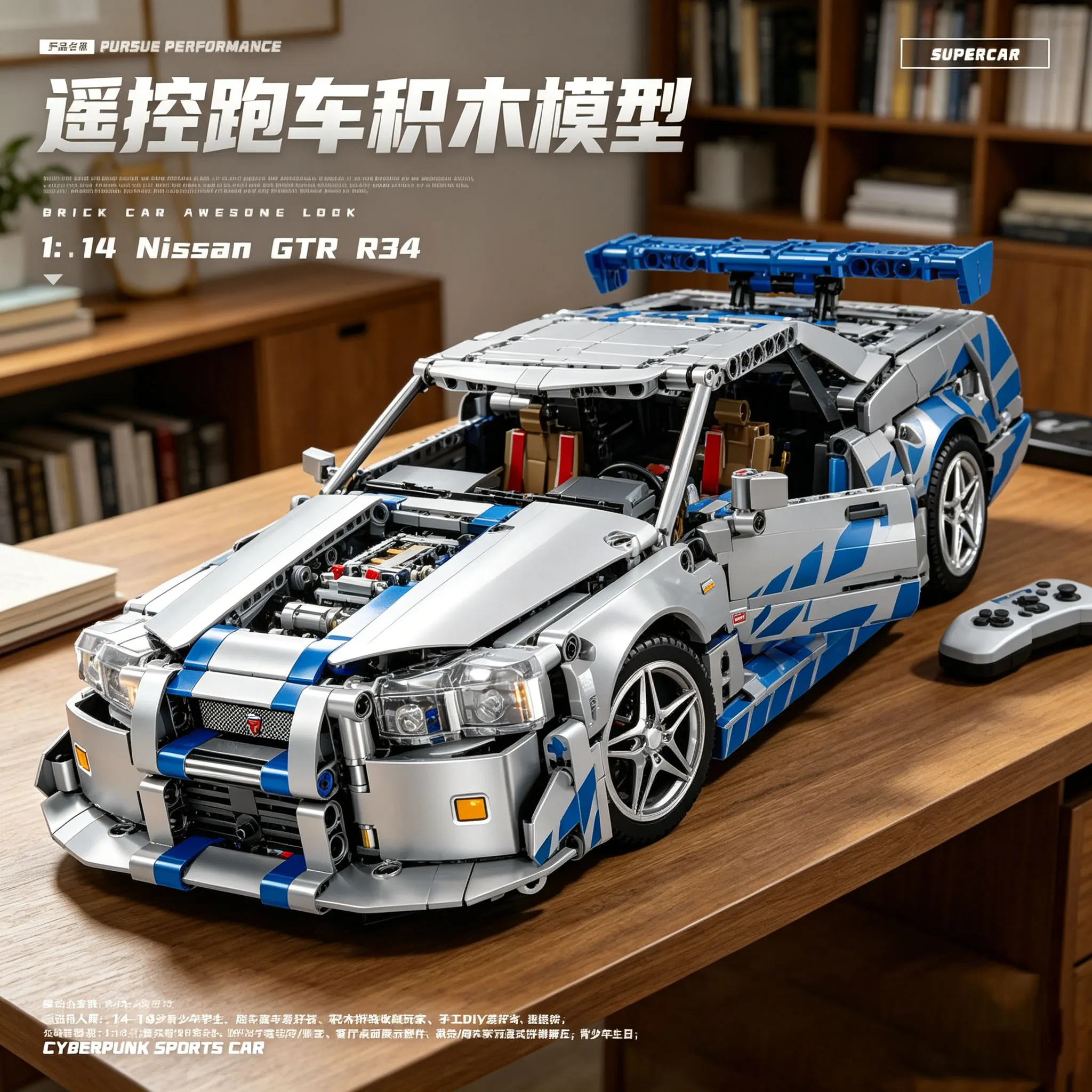 MOC Building Vehicle Model 1:14 Sports Racing Car - Technological, Assembled Toy, Gift for Children and Adults, For Boyfriend view 5