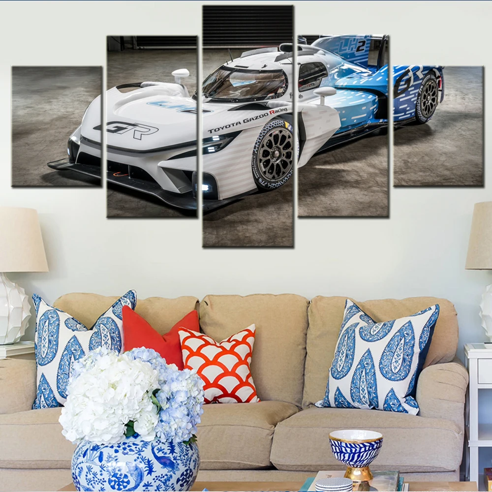 5 Pieces Canvas Wall Arts Poster Painting Cars Racing Concept 2025 Wallpaper Home Decor Picture Printing For Living Room Artwork