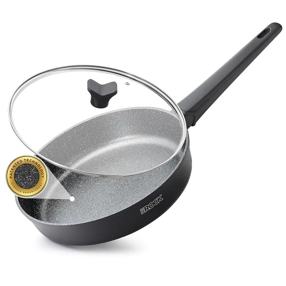 

8-дюймовая антипригарная сковорода с крышкой – ничего не прилипает, не деформируется, долговечна, здоровая и безопасная для здоровья сковорода с термостойким покрытием.