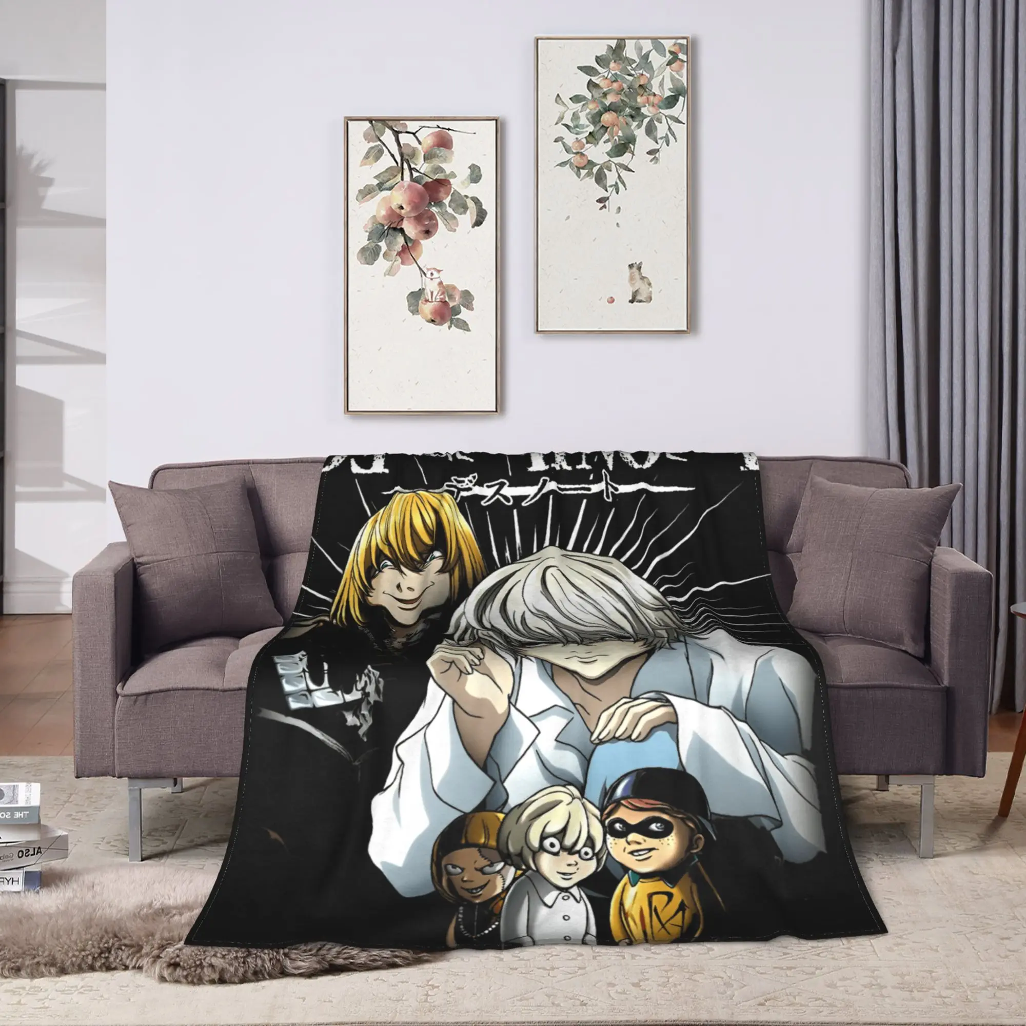 Death Note Near and Mello Flannel Blanket  Super Soft Throw Blanket for Living Room Airplane Travel Bedspread Sofa Bed Cover