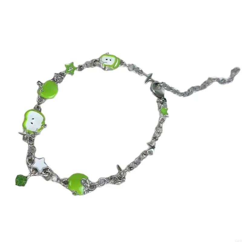 سوار أنيق بتصميم هندسي على شكل نجمة مجوهرات أنيقة من سبائك الراتنج خفيفة الوزن باللون الأخضر لملابس الحفلات غير الرسمية #5