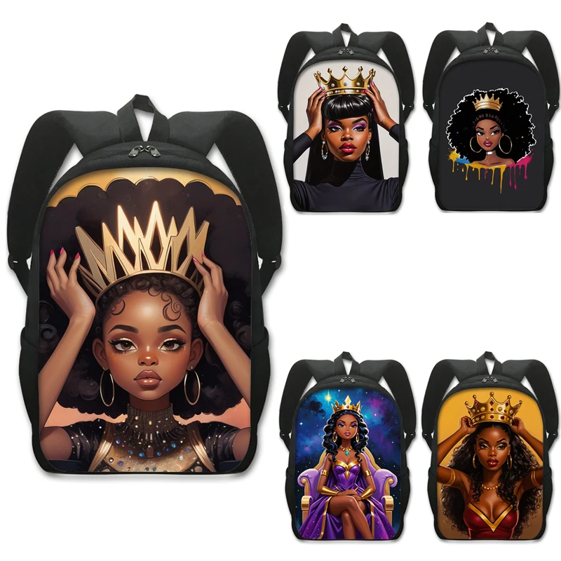 

Black Women with Crow Print Backpack Afro Women Rucksack Large Capacity Shoulder Bag for Travel School Bags for Teenager Daypack