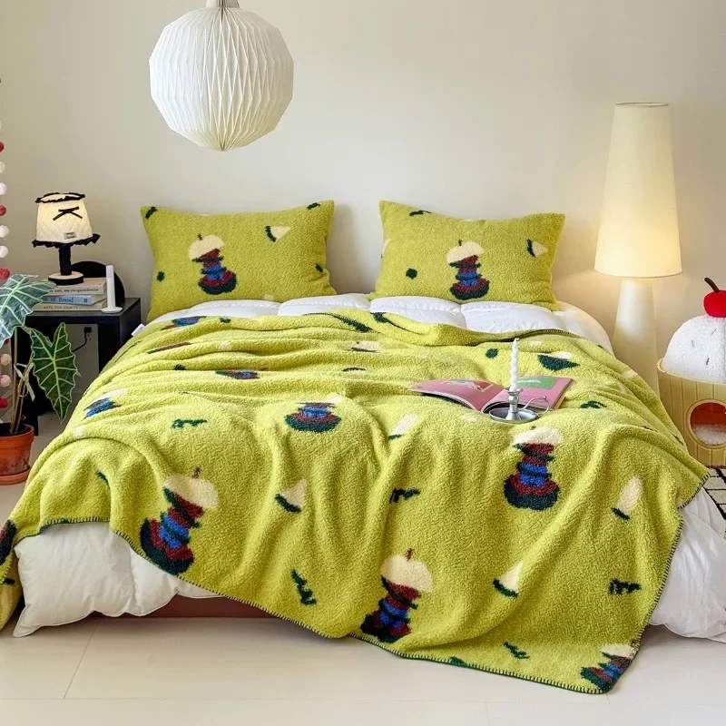 Winter new thickened warm multi-functional knitted half-edge velvet household skin-friendly leisure blanket, no pillowcase
