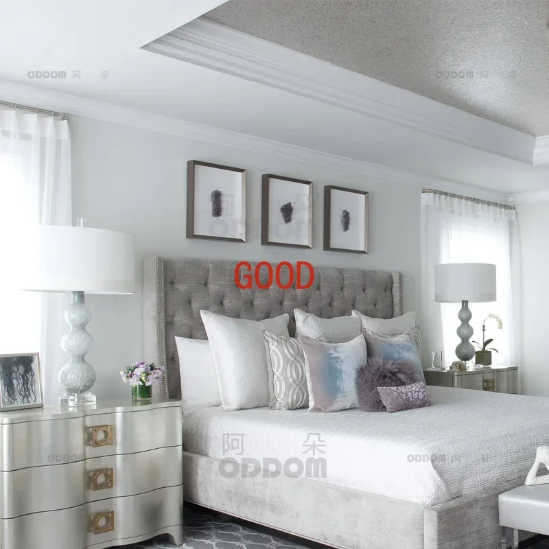 American Light Luxury Living Room Bedroom Bedside Table Lamp Simple Modern Master Bedroom Creative Retro Nordic Gray Table Lamp