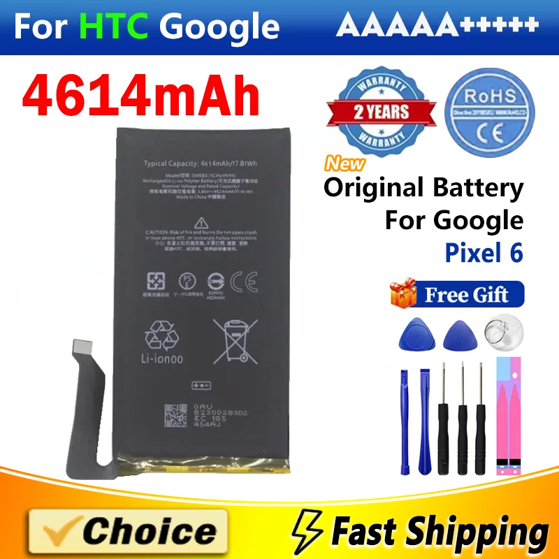 1Pc 4614mAh Original Battery For Google Pixel 6 Pixel6,GMSB3 AAA+ Brand New Replacement Phone Lithium Battery+Tools