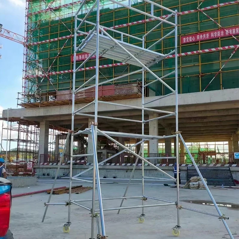 6 م 10 م 12 م برج المحمول سلم سقالة الألومنيوم المتداول سقالة أداة البناء #5