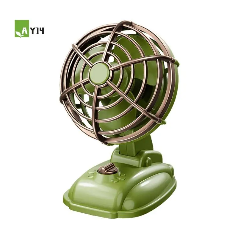 AY14 -Retro Mini Desktop Fan 400Mah USB Rechargeable Desk Outdoor Desk Fan Portable Desktop Fan