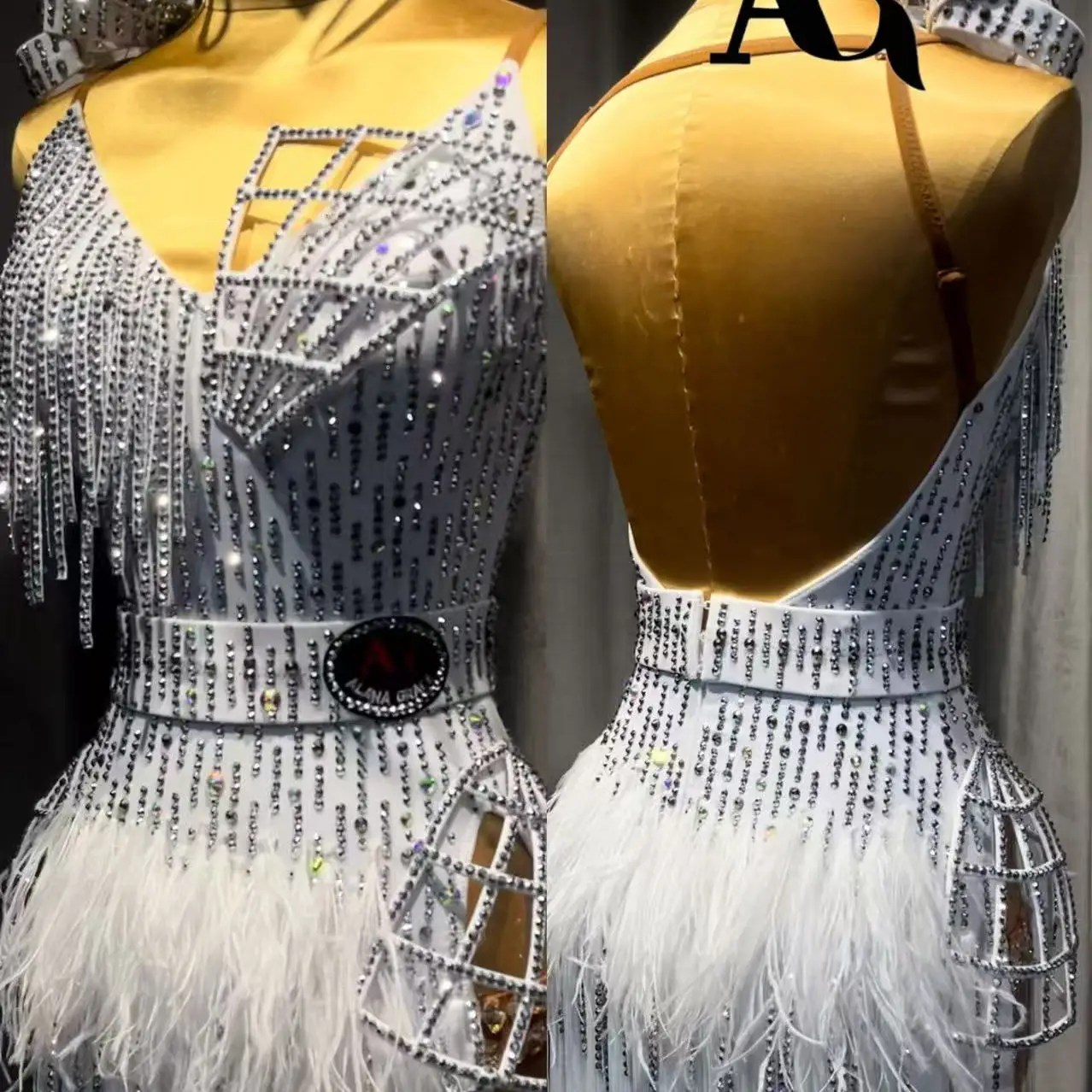 Latin Dance Adult Children'S Dress AB Stone High-End Custom Velvet Three-Dimensional Suspender Precisely Tango Women'S Clothing