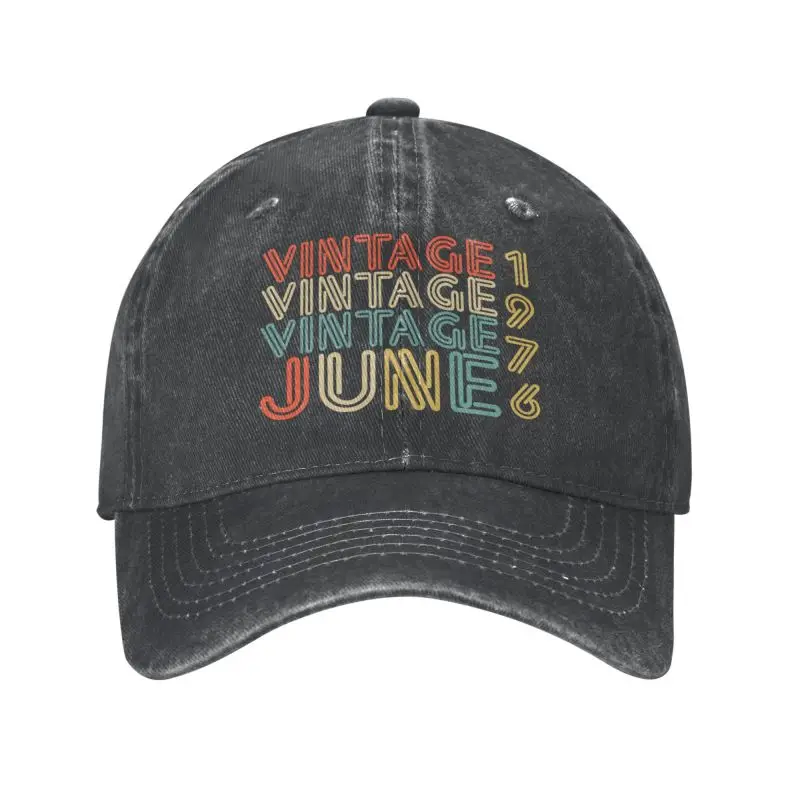 Fashion Cotton Vintage 1976 Baseball Cap Adult Born In June 47th Birthday Gift Adjustable Dad Hat for Men Women Sun Protection