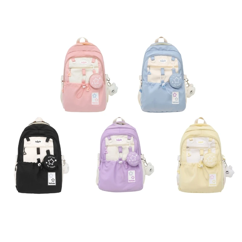 Fashionable Sweet School Backpack Large Capacity Multiple Pockets Nylon Book Bag