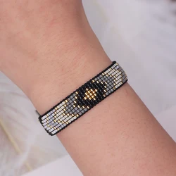 ZHONGVI Fashion Geometric Design Miyuki Beaded Bracelet Bangle for Women Bohemian Ethnic Jewelry Armband For Valentine Day Gift