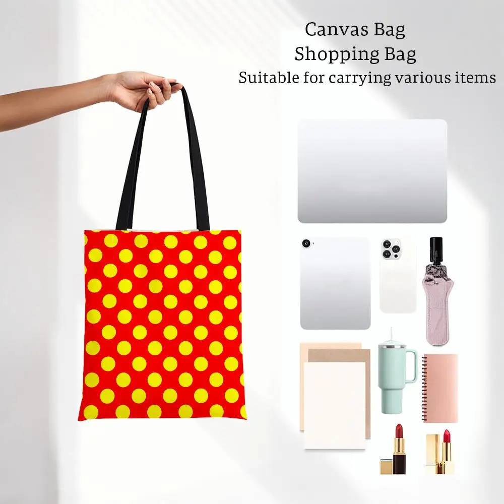 Retro Bright Vintage Red Yellow And Orange Storage Bags Printed Series Shoulder Bag Portable Daily Lightweight Tote Bag