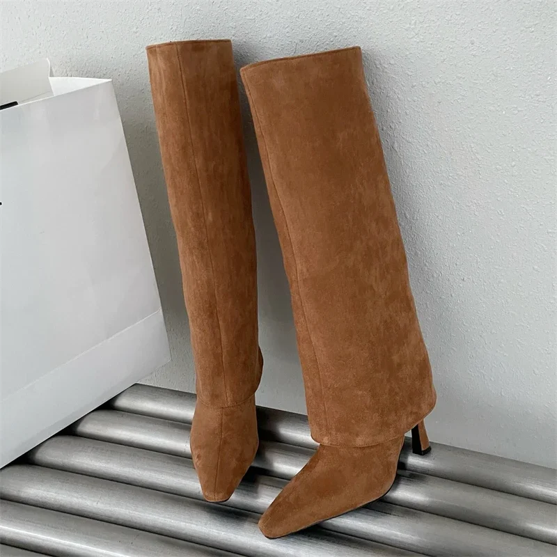 Eilyken Autumn Winter Pointed Toe Women Knee-High Boots Sexy Thin High Heels Shoes Concise Long Botas De Mujer