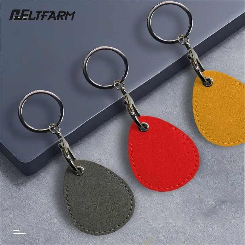 

Retro Round Rectangular Keyring Leather Access Card Holder Keychain Community Water Drop Proximity Card Protective Case Key Fob