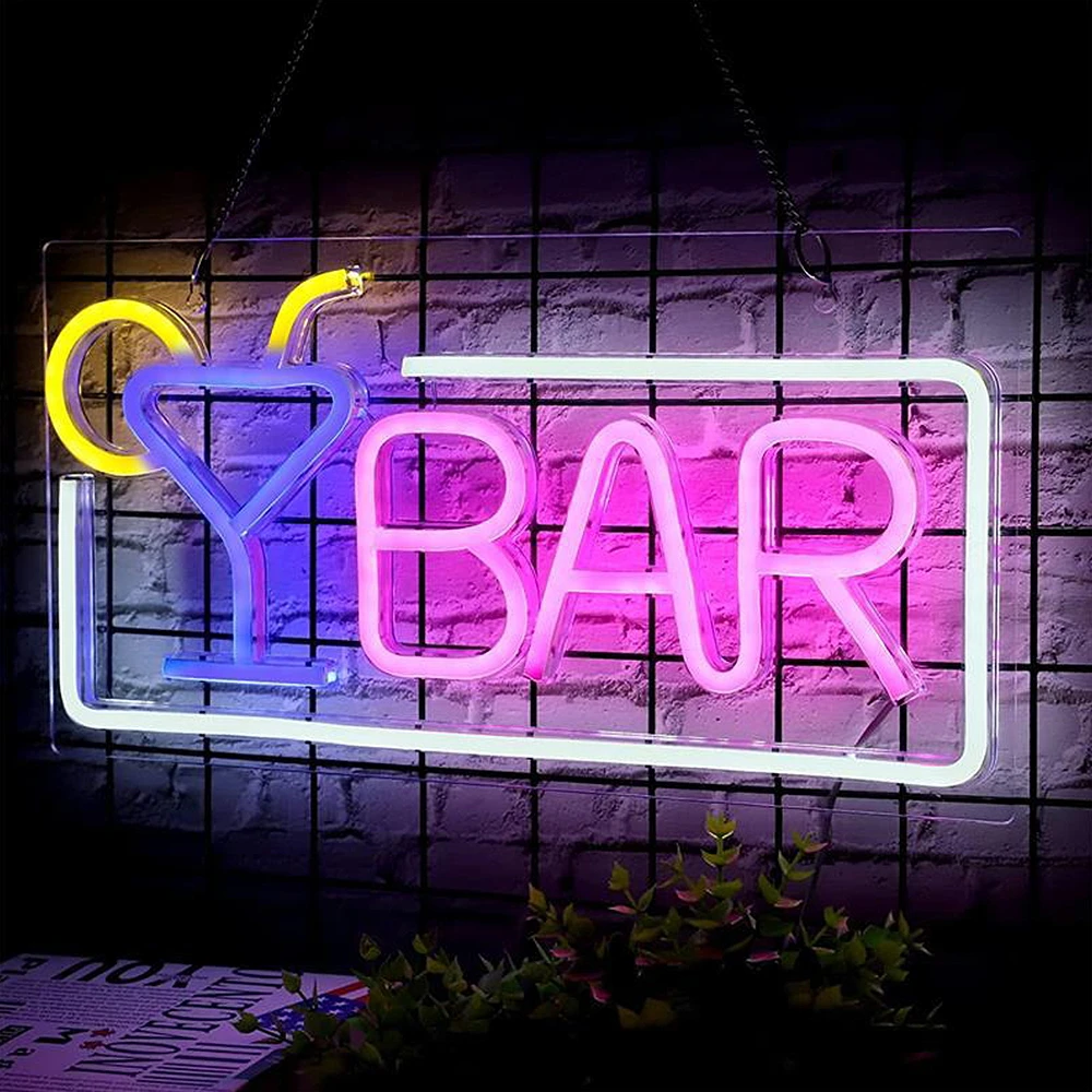 USB Bar LED Neon Restaurant Hotel Decoration Atmosphere Lighting Logo Party Glow Bar Led Neon Sign Background Night Light