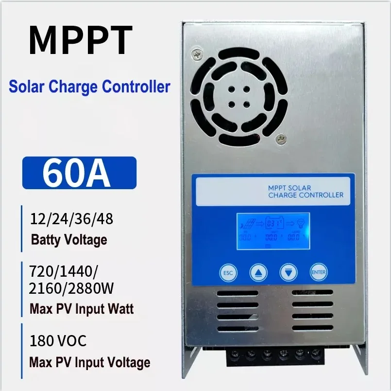 

Newly MPPT 40A 12V 24V 36V 48V AUTO solar panel charge controller Solar Panel Regulator with LCD Display