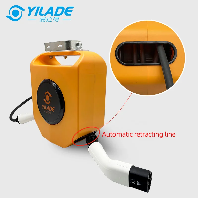 Charging Cable Retractor Type 2 to Type 2 Ev Charger 5M 22kw 3 Phase Wall Mount Spring Driven Power Cord Reel for EVSE