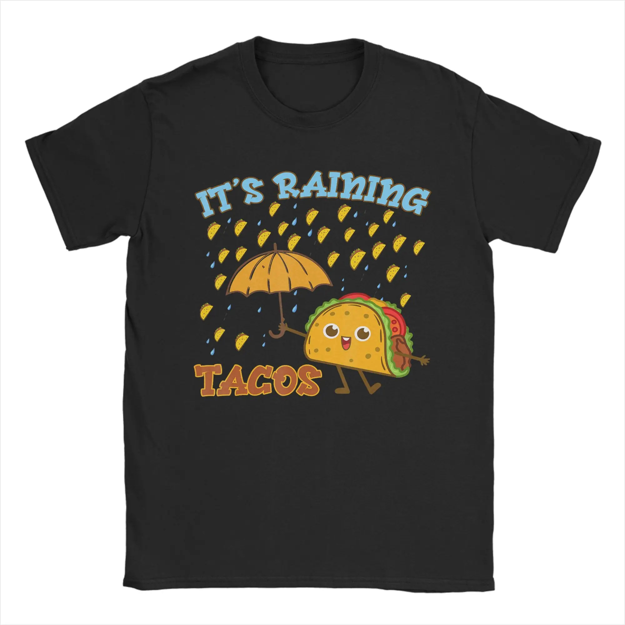 Taco in the Rain T Shirts for Men 100% Cotton Novelty T-Shirts Round Collar  Tee Shirt Short Sleeve Clothing Party