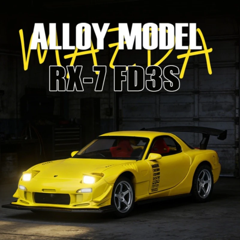 

Simulation 1:32 Mazda RX7 FD3S Sports Car Model JDM Racing Alloy Toy Vehicle with Sound and Light Pull Back Miniature Voiture