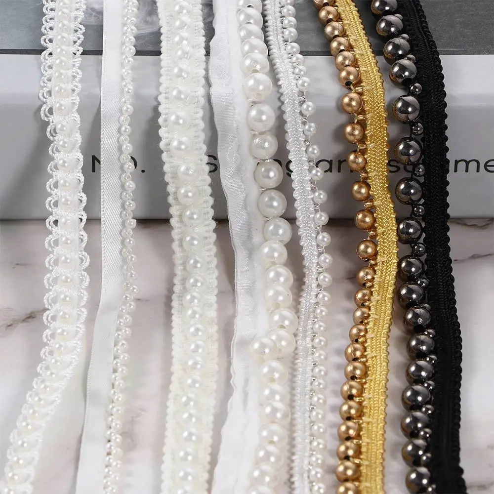 

1 Yard Pearls DIY for Wedding Dress Decor Bridal Applique Craft Sewing Accessories Ribbon Tape Garment Materials Lace Trim