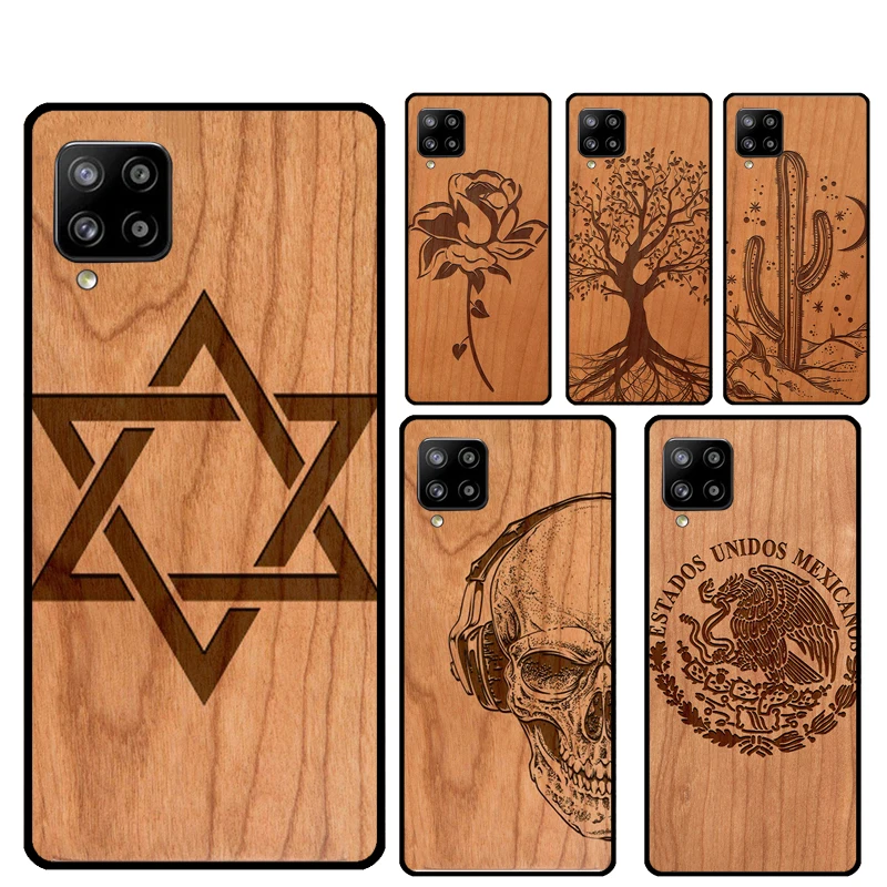 Tree Rose Skull Cactus Wood For Samsung Galaxy A53 A33 A55 A35 A15 A22 A32 A52 A54 A34 A14 A56 A36 A26 A16 A05 A06 Case