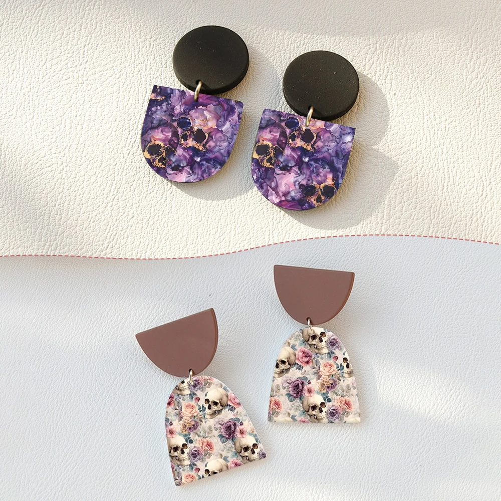 Halloween castelo abóbora esqueleto tumba horrível fantasma brincos de cerâmica macia transferência de água adesivo de papel para fazer jóias